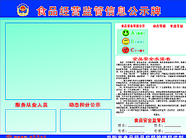 食品经营监管信息公示牌图片