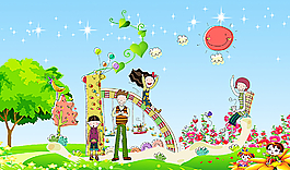 卡通背景幼儿园图片