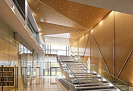 室内玻璃建筑3D模型图片