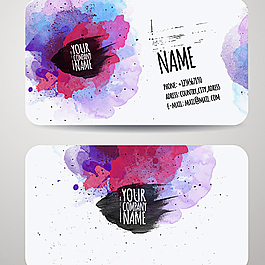 炫彩墨迹矢量名片图片