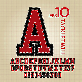 创意布贴字母设计矢量素材图片