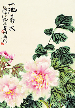 国画 牡丹 高清素材