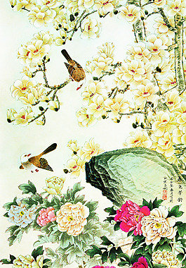 国画 牡丹 高清素材
