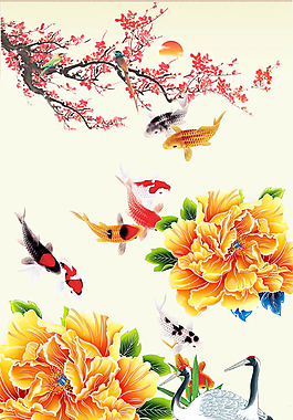 水墨国画工笔画中国元素图片psd素材