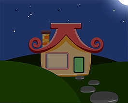 房子外夜景 Flash矢量素材