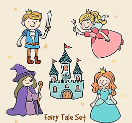 公主 王子 女巫 女仆 卡通儿童画城堡