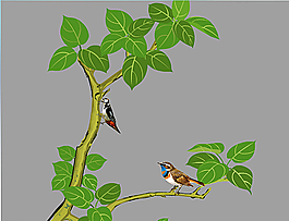 小鸟在树上栖息flash动画