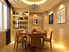 简约家装餐厅模型