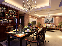 客厅餐厅模型