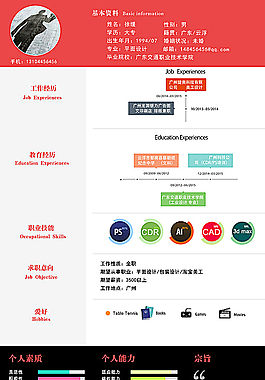 设计师简历 美工简历图片
