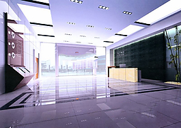 公司前台大厅3d模型免费下载