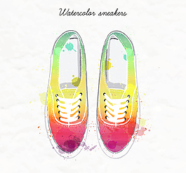 水彩绘运动鞋