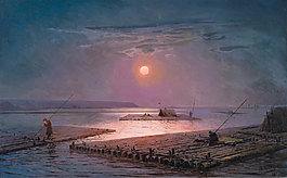 美丽的夕阳油画
