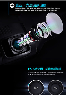 导航仪车品六层蓝系玻璃摄像头