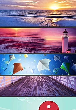 夕阳海洋海报背景
