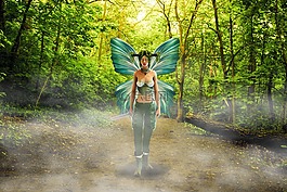 女子,小精灵,森林