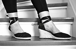 楼梯,鞋,妇女的鞋子