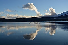 山中湖,富士山,云