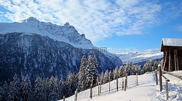 冬天,雪,山
