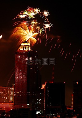 焰火,节日,曼谷