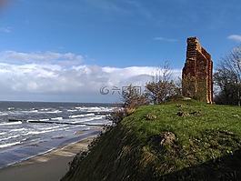 trzęsacz,海,废墟