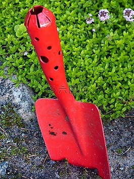 花园铲,红色,地球
