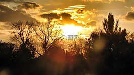 日落,橙色,天空