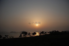 日落,要,海滩