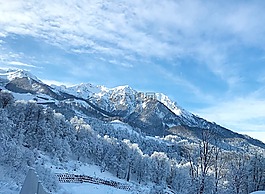 山,斜坡,雪山上