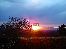 日落,亮点,天空