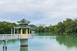 水库,亭子,风光