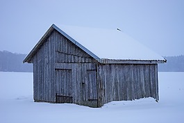 棚屋,雪,小木屋