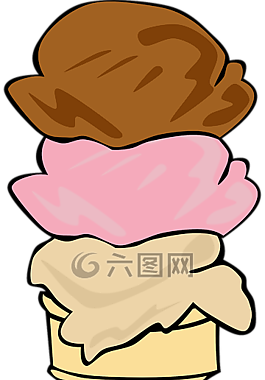 蛋卷冰淇淋,三勺,香草