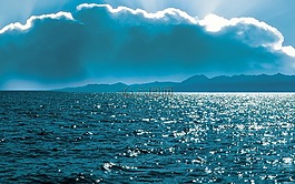大海,云,太阳