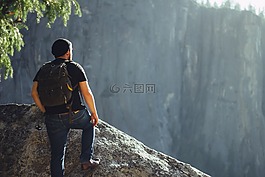 男子,远足,背包