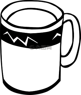 杯,处理,黑色和白色