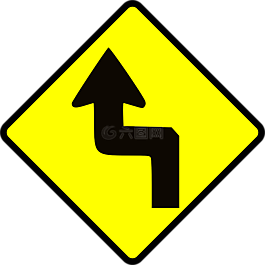 曲线路段交通标志图片