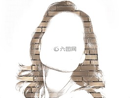 女子,面对,砌体