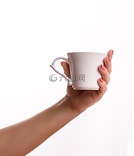 白色背景,杯,咖啡
