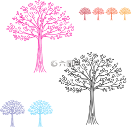树,更大,较小