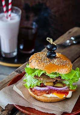 汉堡,咖啡厅,午餐