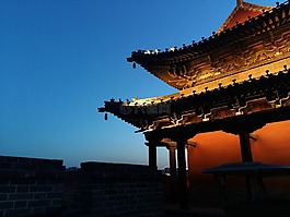 城墙,夜景,中国
