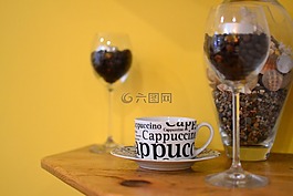 热奶咖啡,咖啡,茶杯