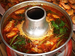 食品,泰国汤shrim,酸甜可口的泰国汤