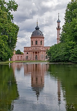 红色清真寺,schlossgarten,schwetzingen