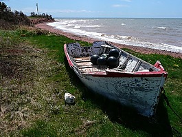 旧渔船,海滩,海岸线