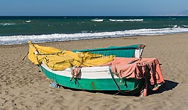 渔船,海滩,沙