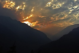 野火,山,烟