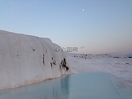 棉花堡,月亮,白色