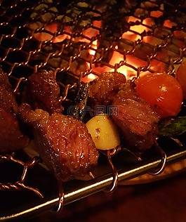 牛肉,木炭,焦嫩烤